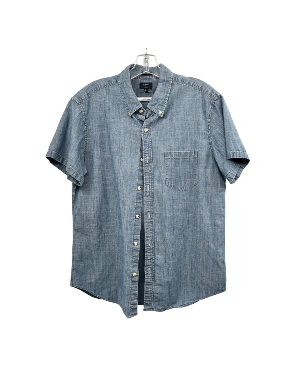 J.Crew Men's Chambray Button Up Short Sleeve Blue Size Large